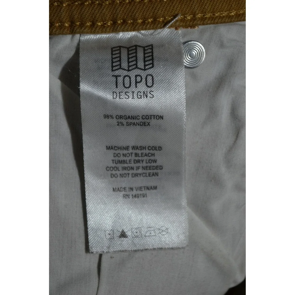 Topo Designs Jeans Mens 32x31 Brown‎ Organic Stretch Denim Slim Tapered Pants